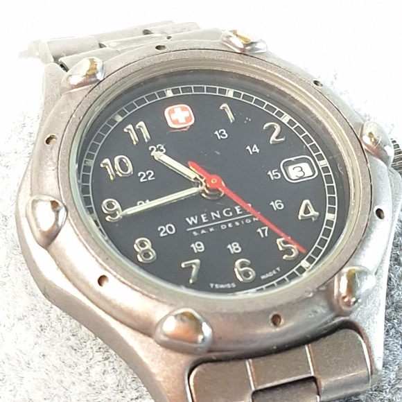 Vintage Wenger S.A.K Design Date Dial Stainless Steel Watch, New Battery - Picture 3 of 6